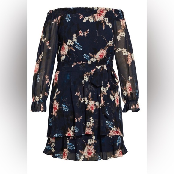 CITY CHIC Navy Dress size Small/16 Odette Bluebell - Picture 3 of 11